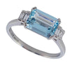 Pre-owned Platinum Aquamarine & Diamond Ring