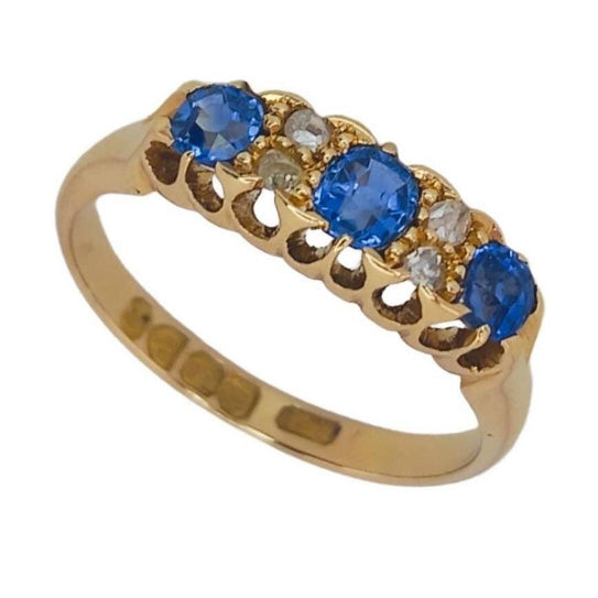 Antique 18ct Gold Sapphire & Diamond Ring