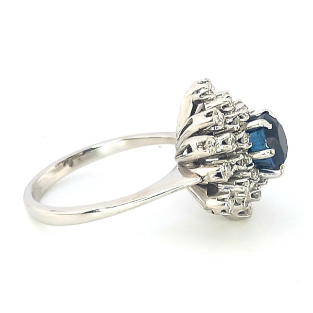 Vintage Sapphire & Diamond Cluster Ring