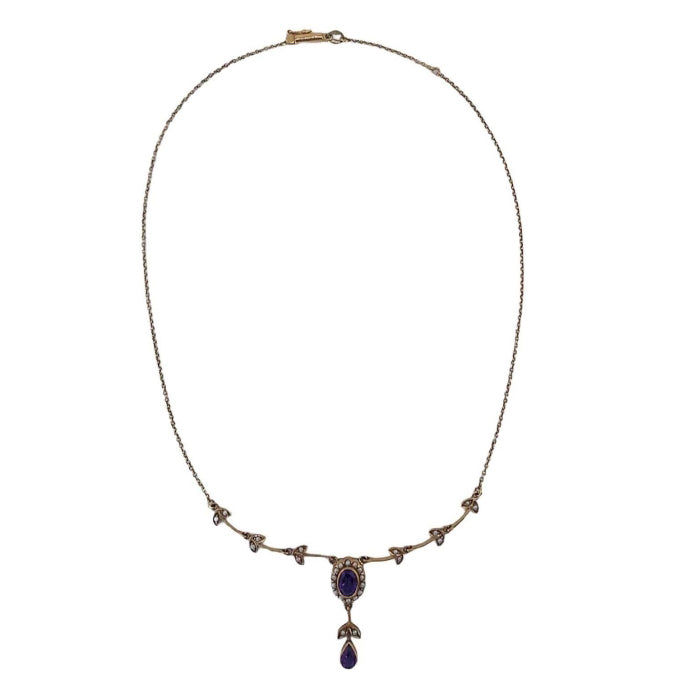 Vintage Amethyst & Seed Pearl Necklace