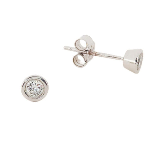 Pre-owned 9ct Whie-Gold Diamond Stud Earrings