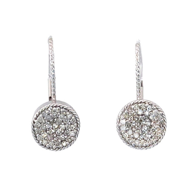 Pre-owned 14ct White-Gold Diamond Cluster Earrings