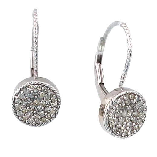 Pre-owned 14ct White-Gold Diamond Cluster Earrings