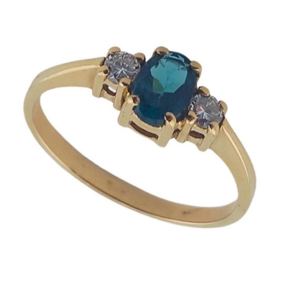 Pre-owned Tourmaline & Diamond Trilogy Ring