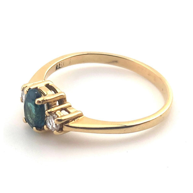 Pre-owned Tourmaline & Diamond Trilogy Ring