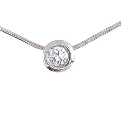 Pre-owned 18ct White-Gold Diamond Solitaire Necklace