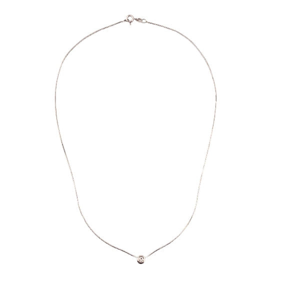 Pre-owned 18ct White-Gold Diamond Solitaire Necklace