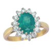 Pre-owned 18ct Gold Emerald & Diamond Cluster Ring