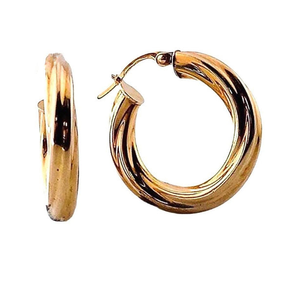 Pre-owned 9ct Gold Twisted Hoop Earrings