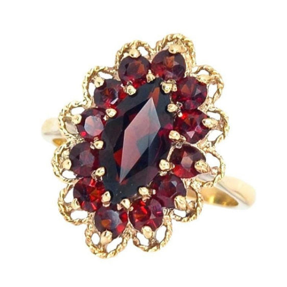 Vintage Garnet Cluster Ring