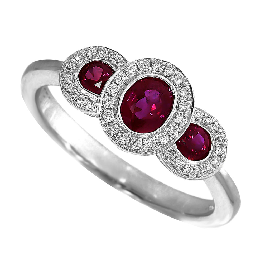 18ct White Gold Ruby & Diamond Ring